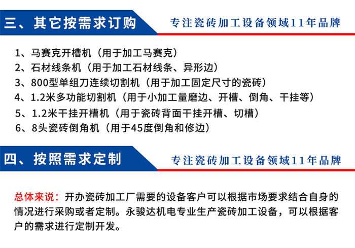新開辦瓷磚加工廠需要哪些設備？